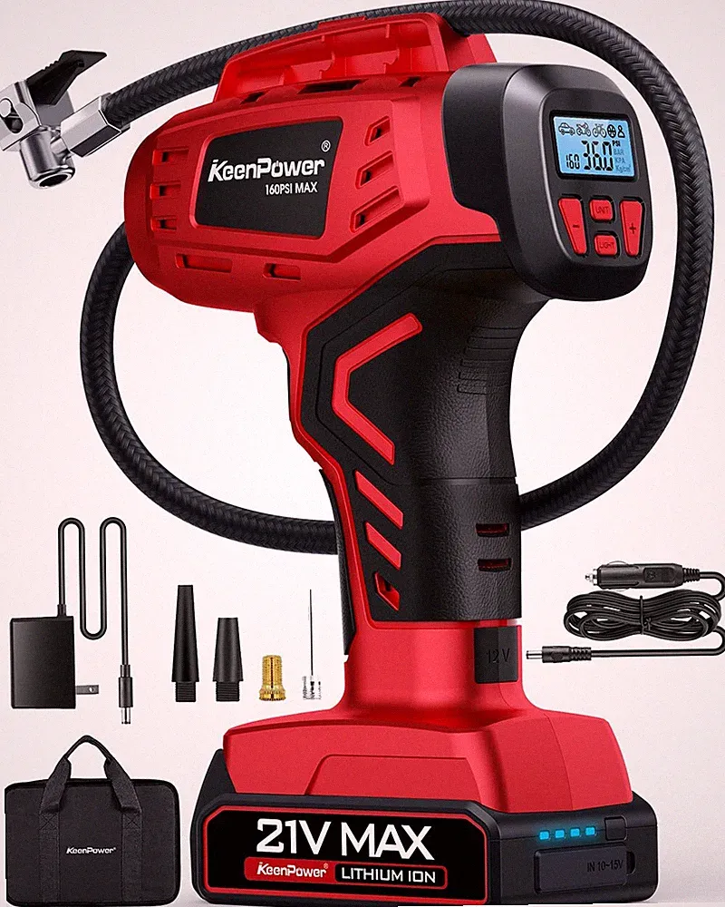 KeenPower Digital Cordless Tire Inflator Portable Air Compressor Automatic 16...